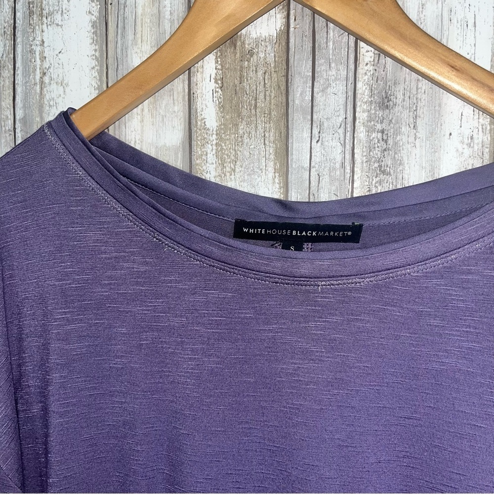 White House Black Market Purple Scoop Neck Oversized Long Sleeve Blouse Small - Picture 3 of 6